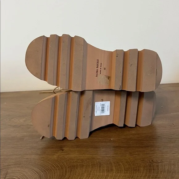 Free People Cairo Tan Leather Platform Lug Sole Boots EU 40 US 9.5-10